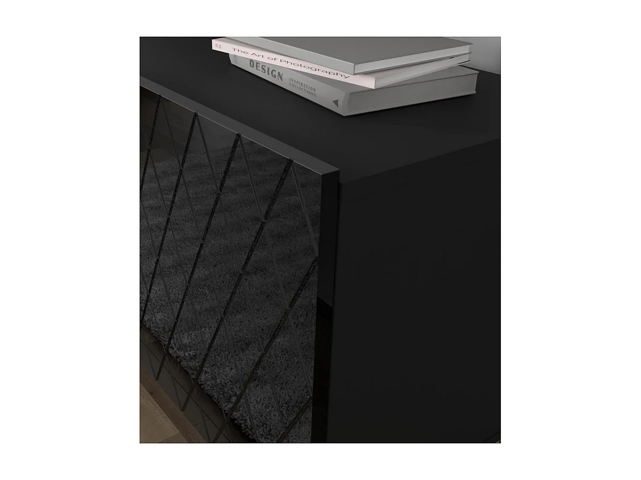 Cómoda DIUNA 145 cm 3D con patas en negro brillante