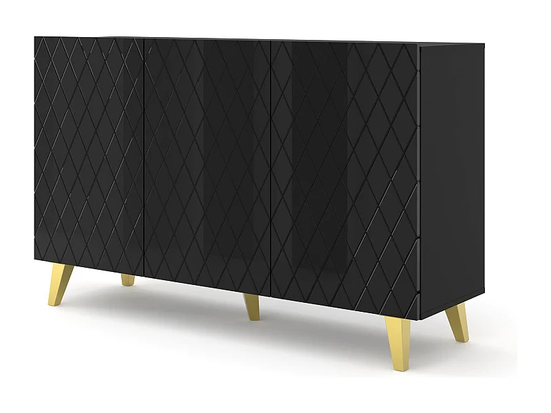 Kast DIUNA 145 cm 3D op poten in hoogglans zwart