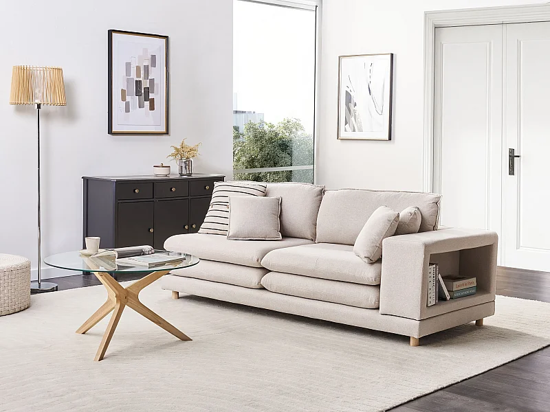 Bank HEDEN Stof Beige met kussen 2-zitter