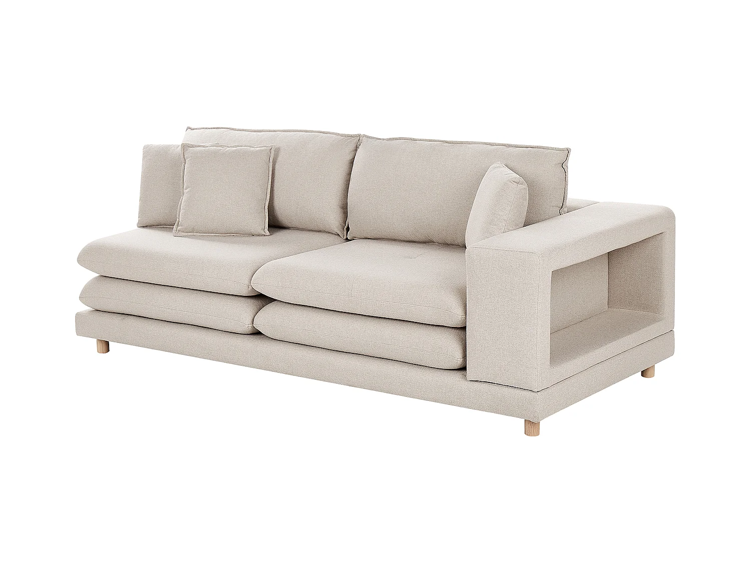 Canapé 2 places HEDEN Tissu Beige avec coussin