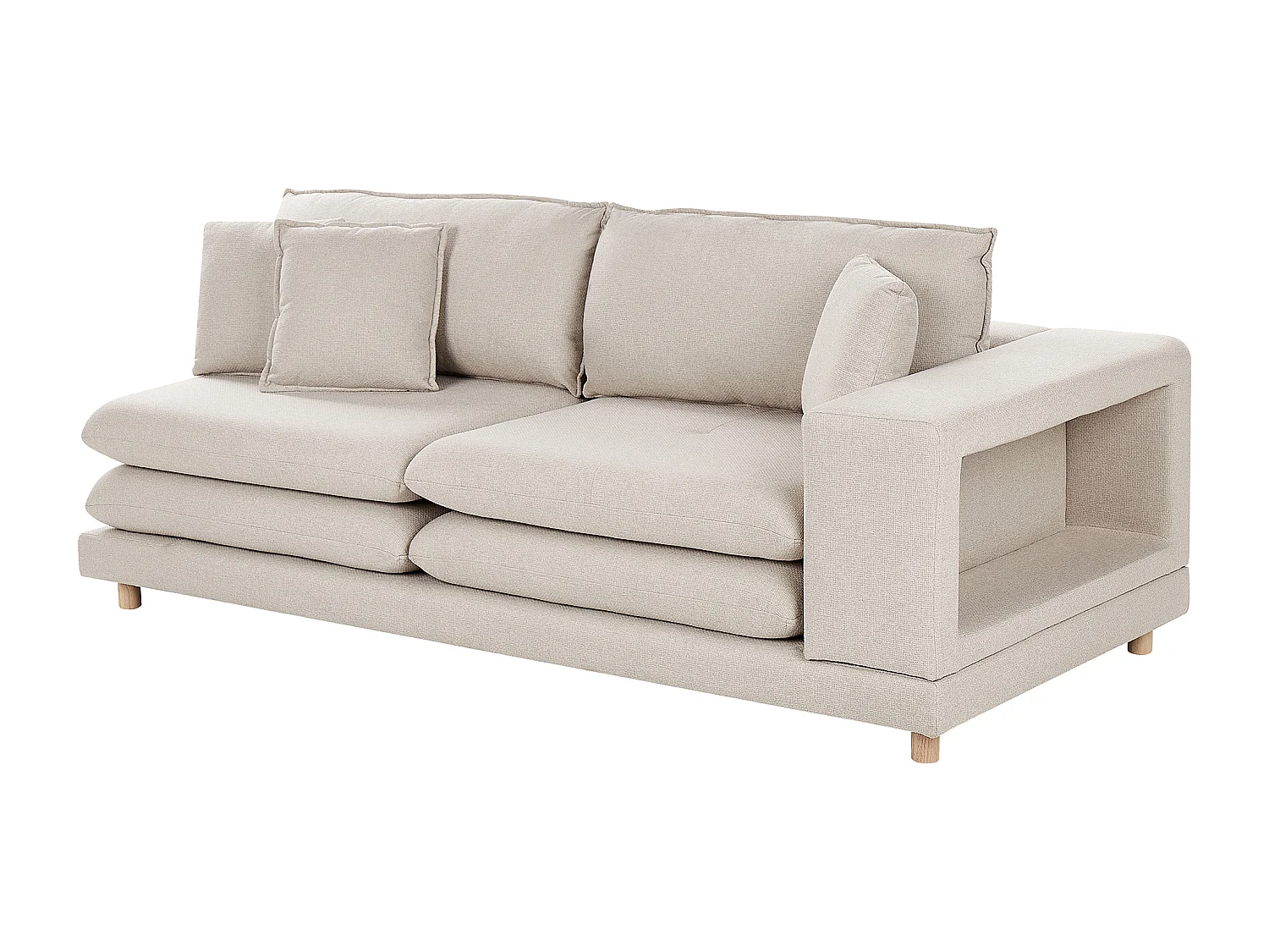 Canapé 2 places HEDEN Tissu Beige avec coussin