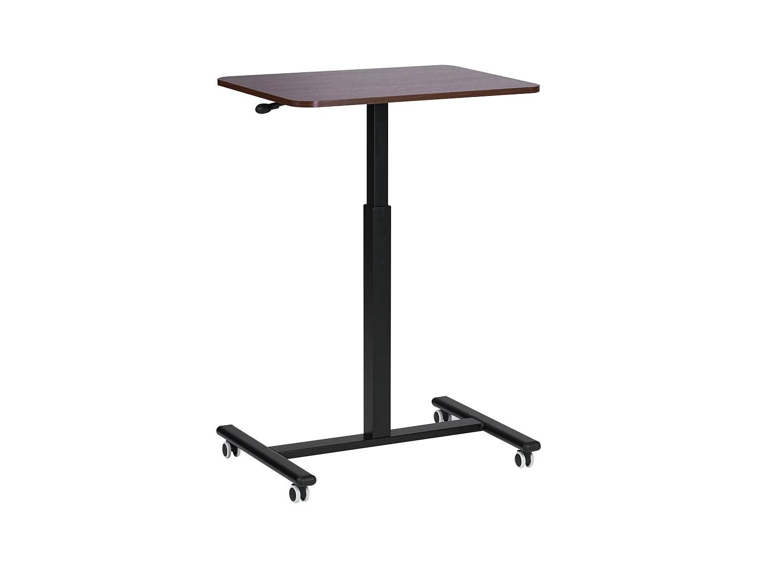 Bureau réglable manuellement en hauteur pour ordinateur portable ACADEMIA Marron foncé 65 cm 48 cm avec roues