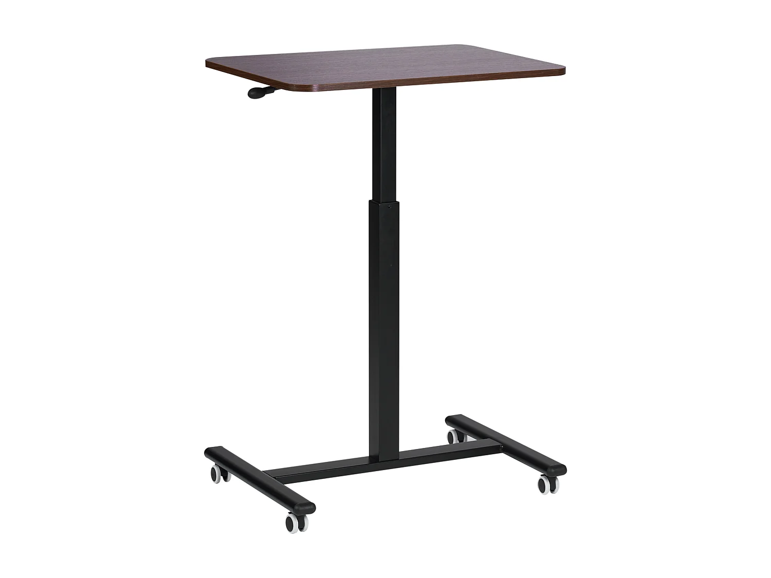 Bureau réglable manuellement en hauteur pour ordinateur portable ACADEMIA Marron foncé 65 cm 48 cm avec roues