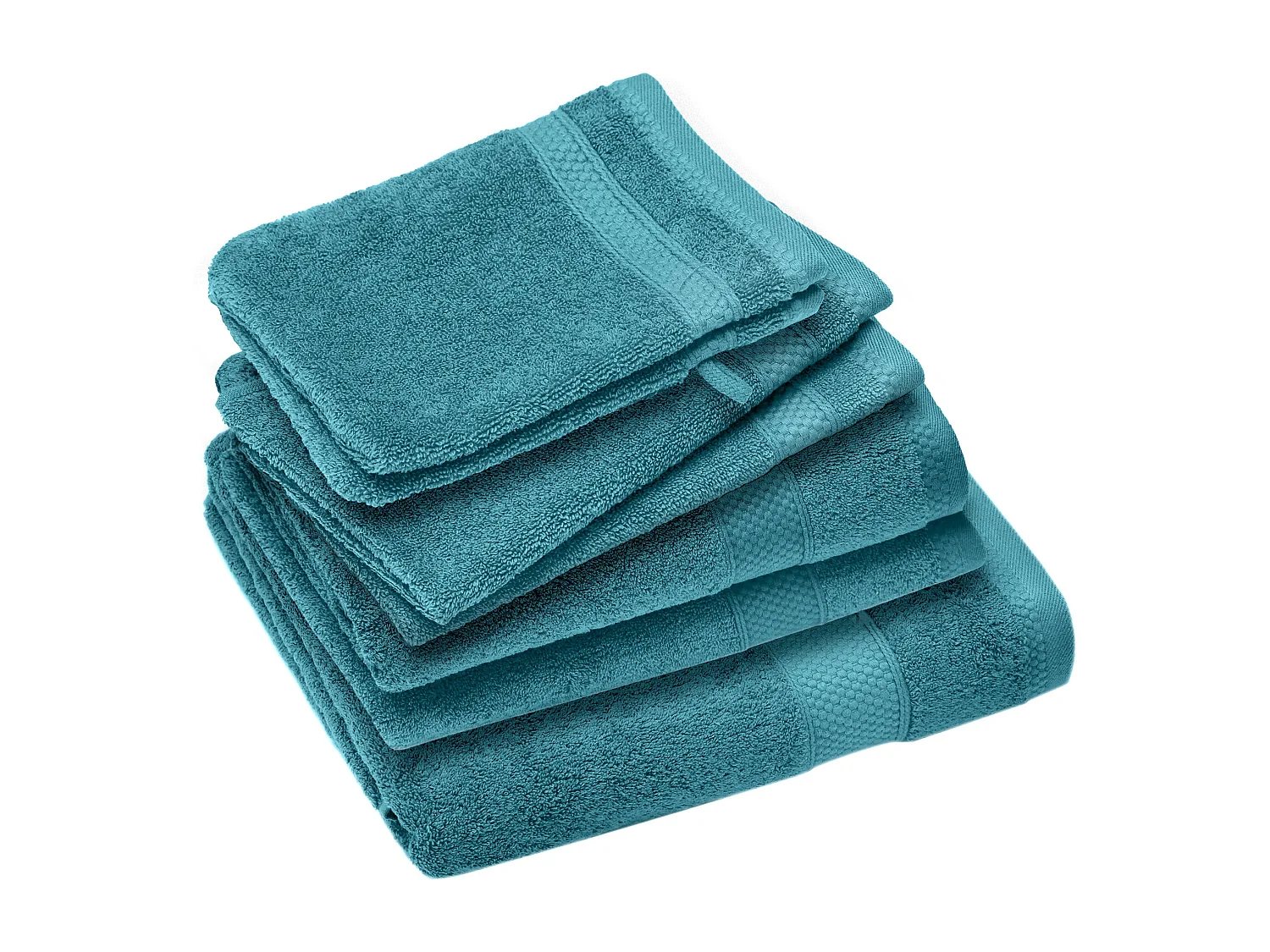 Parure de bain coton 550 g/m2 NAÏA par lot de 7 bleu Cérulé