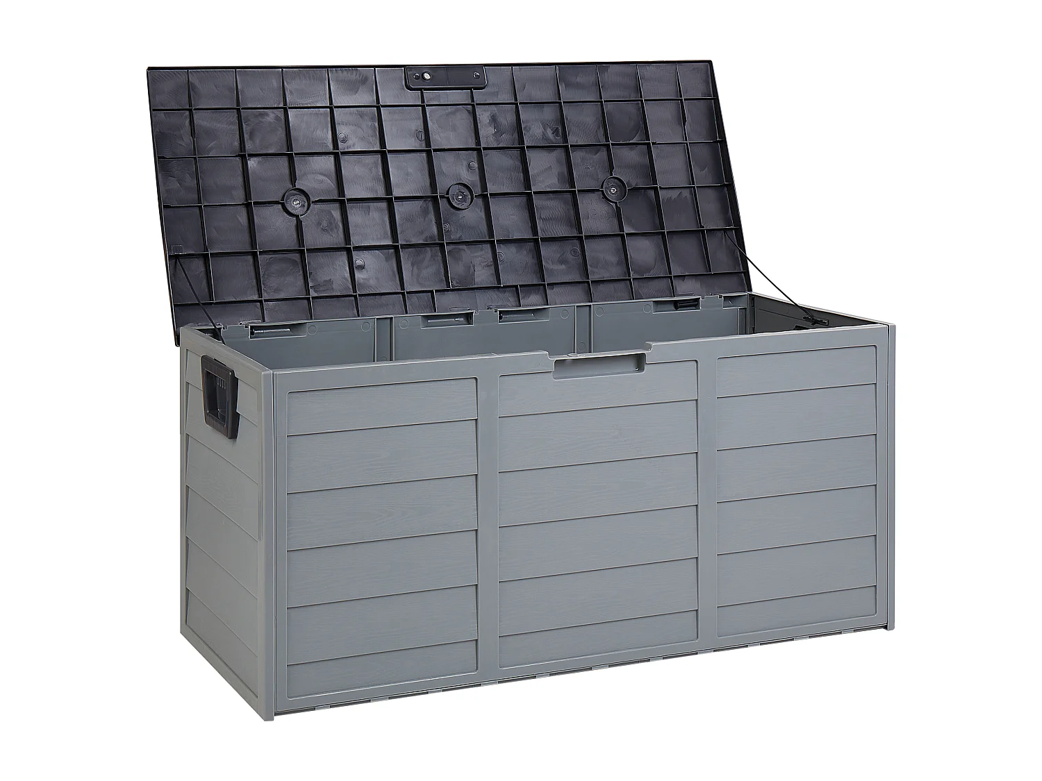 Auflagenbox aus Kunststoff grau / schwarz Gartentruhe Outdoor Kissenbox Locarno
