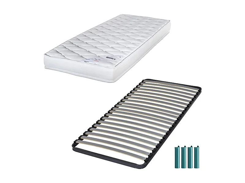 Matelas mousse + Sommier métal C220 90x190 Marly - Hauteur 15 cm - Soutien ferme