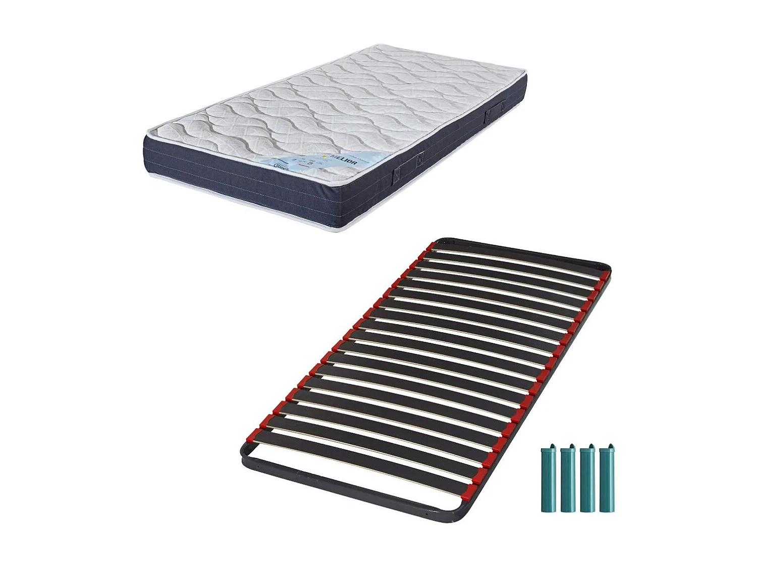 Matelas mousse + Sommier métal C39 90x200 Melior - Hauteur 20 cm - Soutien ferme