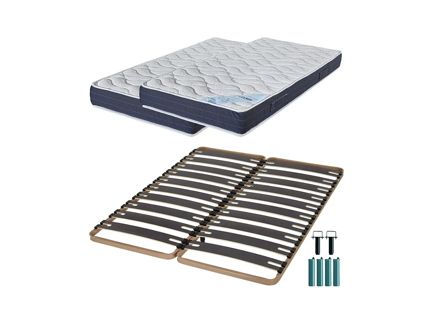 Matelas mousse + Sommier métal C310 2x90x190 Melior - Hauteur 20 cm - Soutien ferme