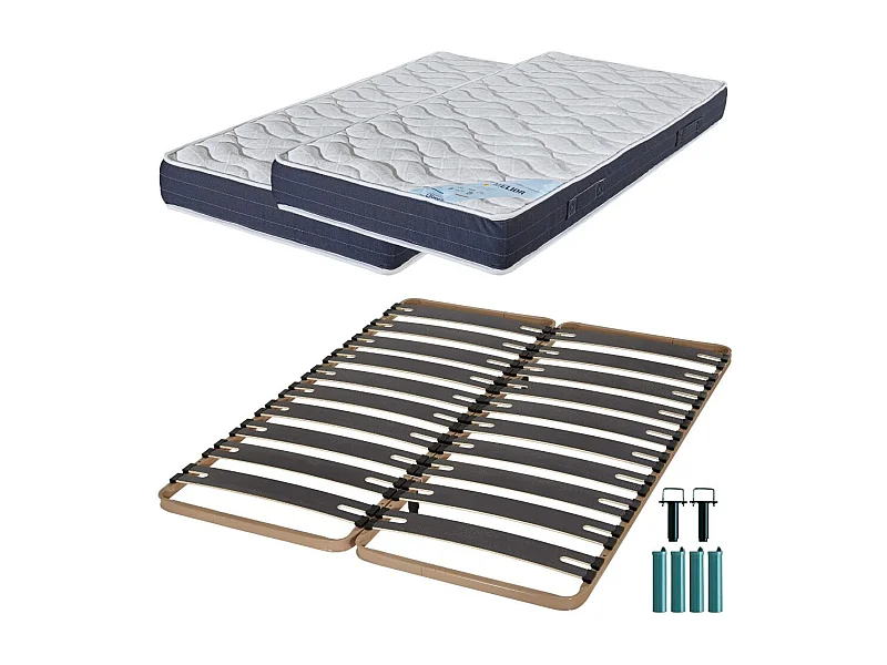 Matelas mousse + Sommier métal C310 2x90x190 Melior - Hauteur 20 cm - Soutien ferme