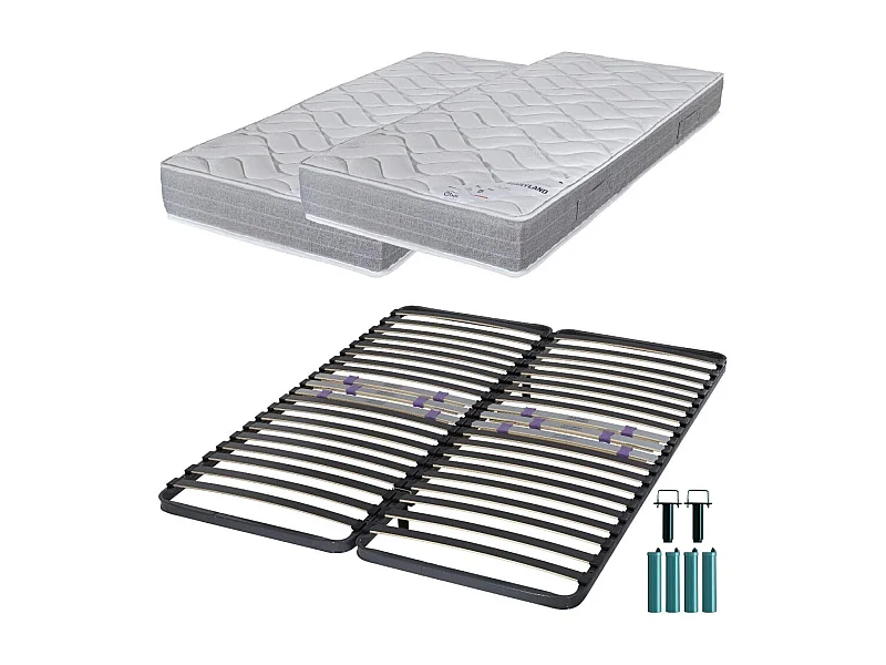 Matelas mousse + Sommier métal C223 160x200 Maryland - Hauteur 20 cm - Soutien ferme