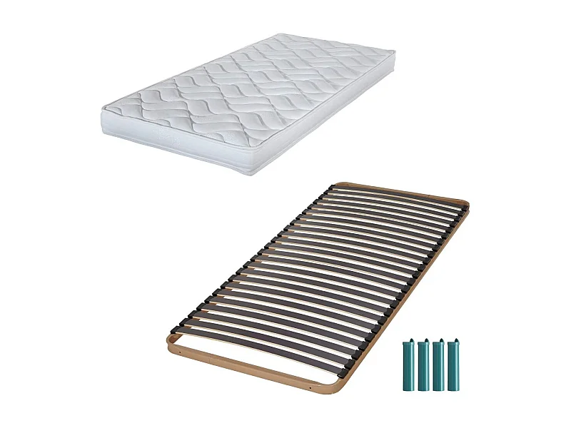 Matelas mousse + Sommier métal C224 80x190 Melissa - Hauteur 13 cm - Soutien ferme