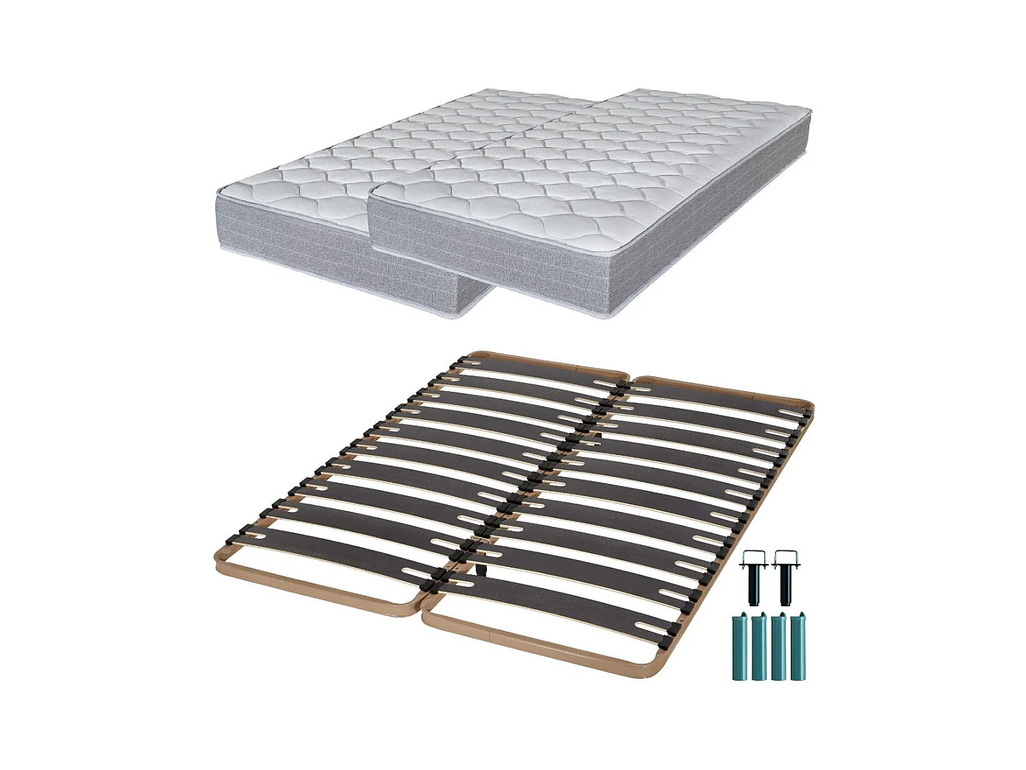Matelas mousse + Sommier métal C310 2x90x190 Madere - Hauteur 24 cm - Soutien ferme