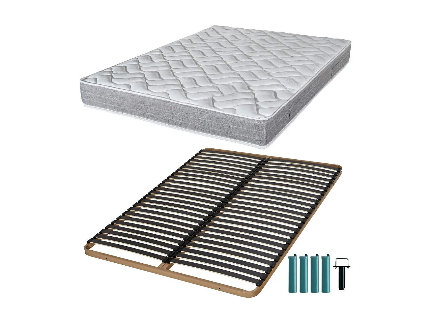 Matelas mousse + Sommier métal C224 140x190 Maryland - Hauteur 20 cm - Soutien ferme