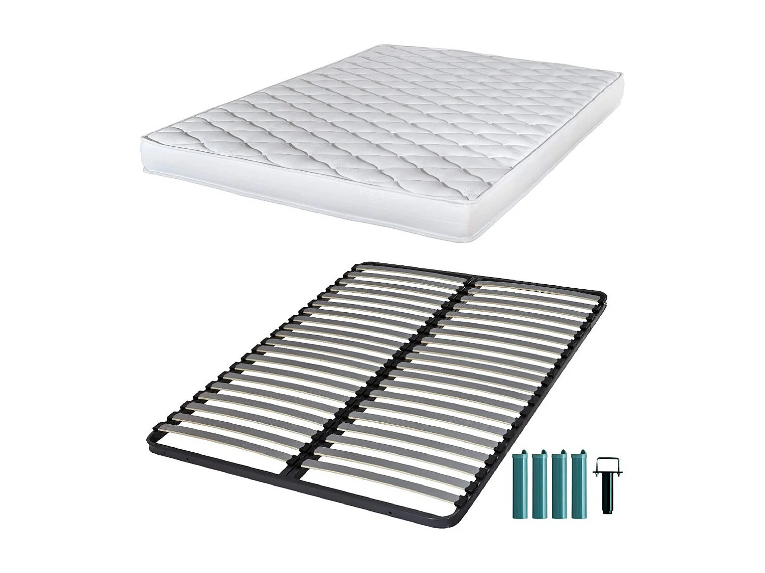Matelas mousse + Sommier métal C220 140x190 Marly - Hauteur 15 cm - Soutien ferme