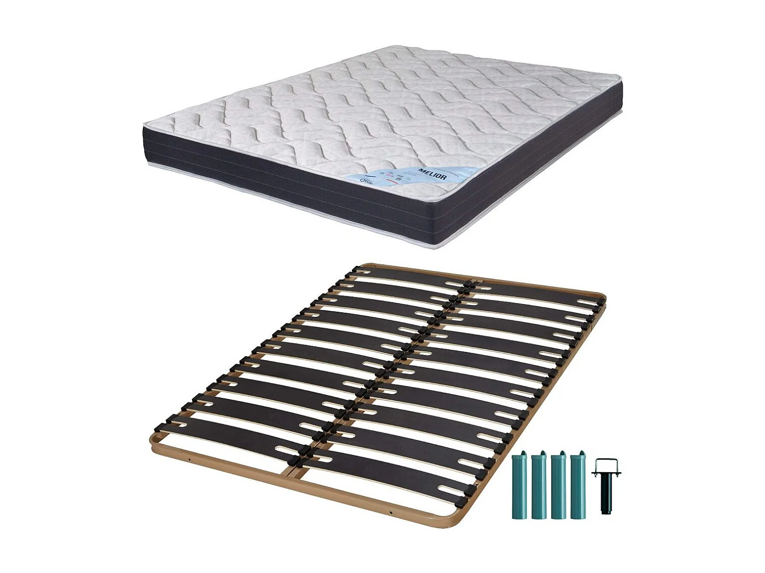 Matelas mousse + Sommier métal C310 140x190 Melior - Hauteur 20 cm - Soutien ferme