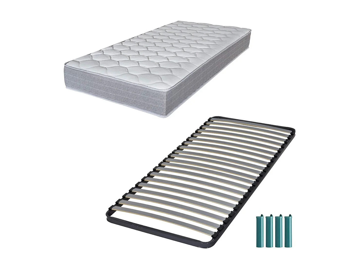 Matelas mousse + Sommier métal C220 90x200 Madere - Hauteur 24 cm - Soutien ferme