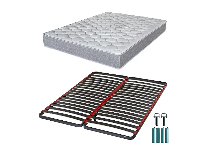 Matelas mousse + Sommier métal C39 160x200 Madere - Hauteur 24 cm - Soutien ferme