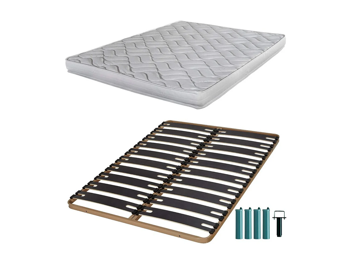Matelas mousse + Sommier métal C310 140x190 Melissa - Hauteur 13 cm - Soutien ferme