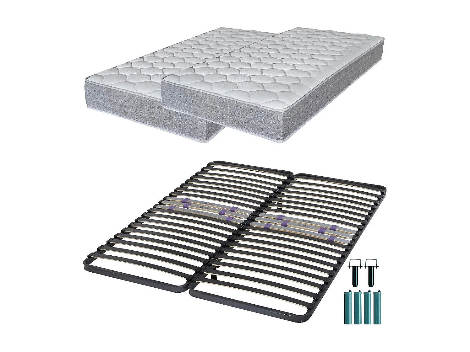 Matelas mousse + Sommier métal C223 160x200 Madere - Hauteur 24 cm - Soutien ferme