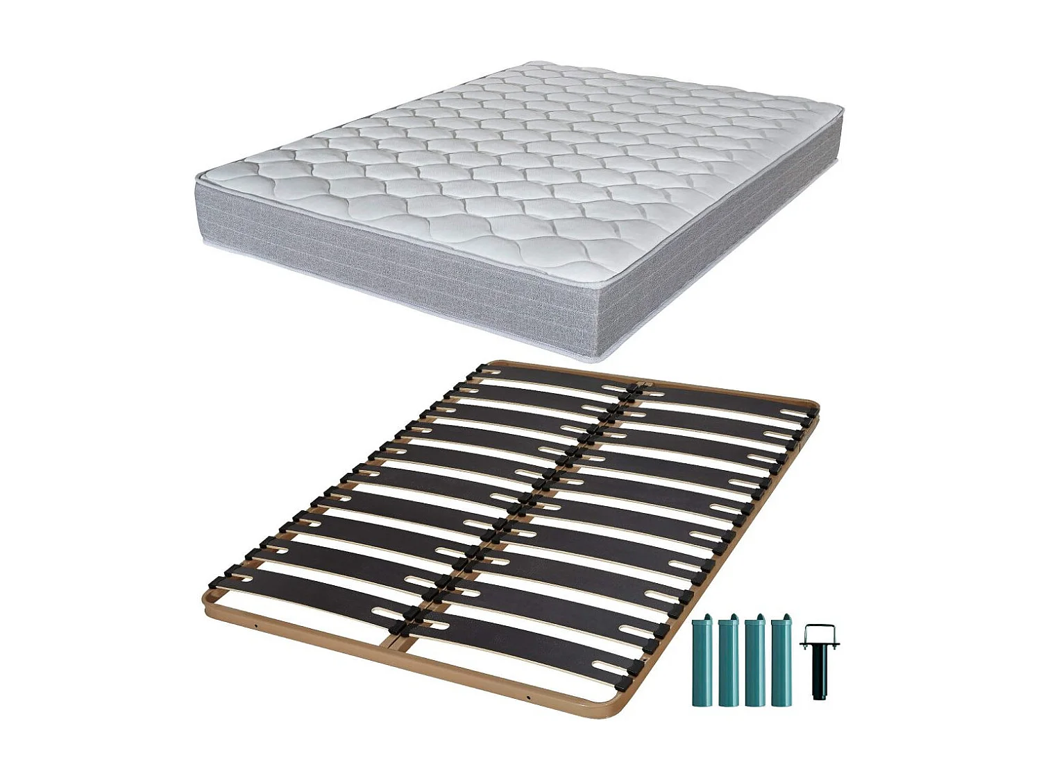 Matelas mousse + Sommier métal C310 140x190 Madere - Hauteur 24 cm - Soutien ferme