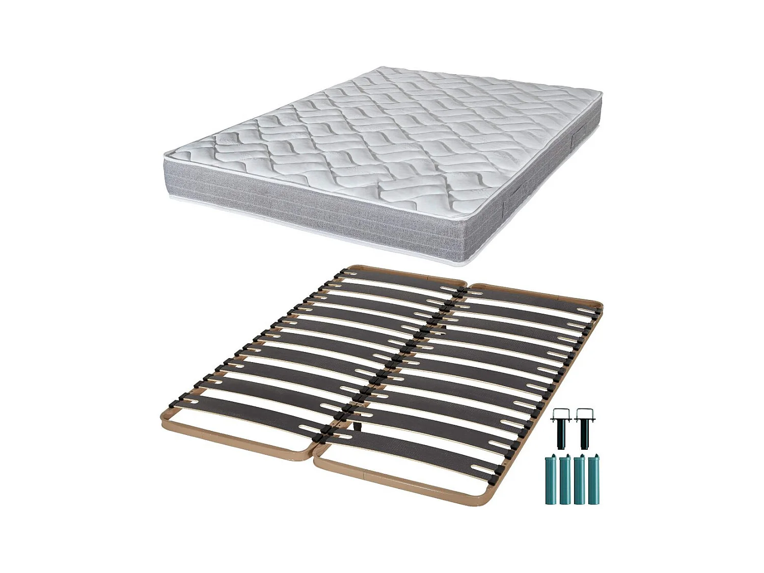 Matelas mousse + Sommier métal C310 2x90x190 Maryland - Hauteur 20 cm - Soutien ferme