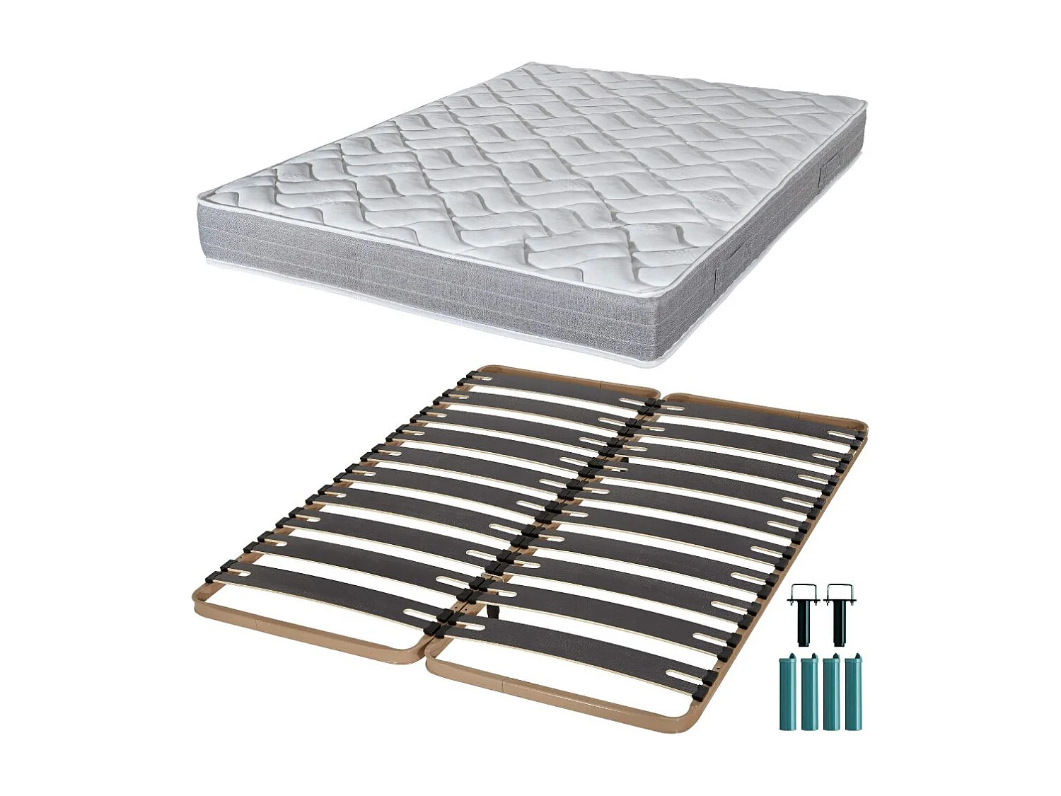 Matelas mousse + Sommier métal C310 2x90x190 Maryland - Hauteur 20 cm - Soutien ferme