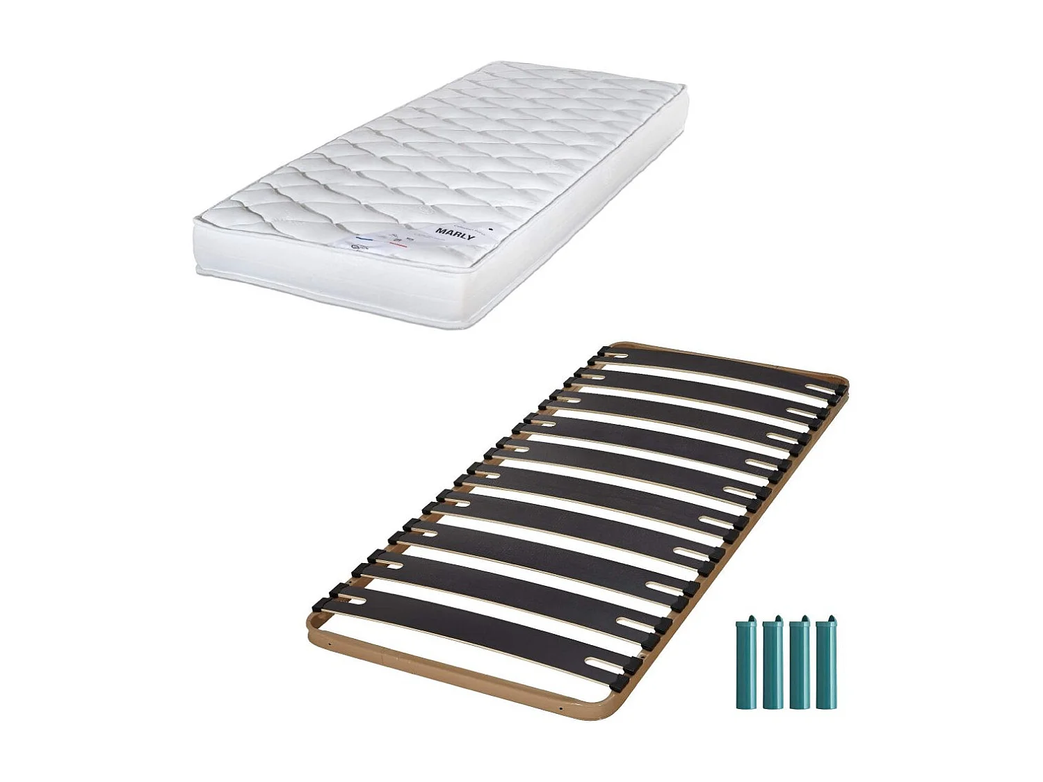 Matelas mousse + Sommier métal C310 90x190 Marly - Hauteur 15 cm - Soutien ferme