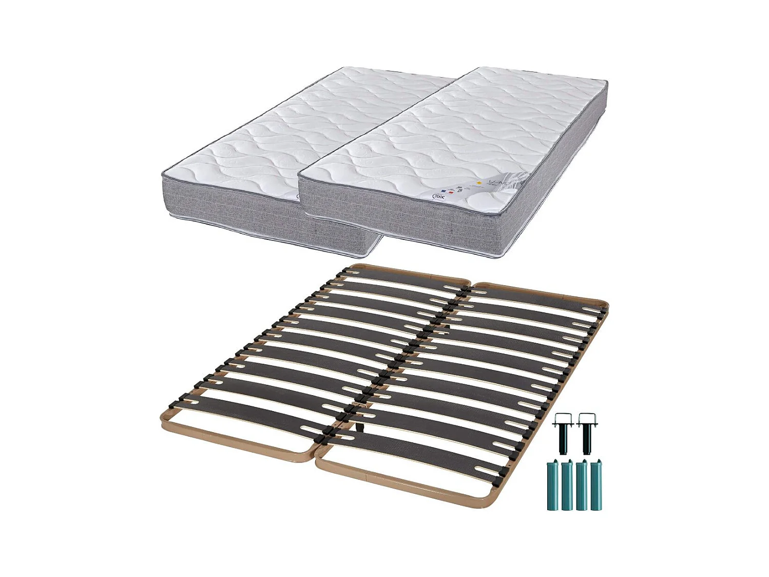 Matelas mousse + Sommier métal C310 2x90x190 Wave - Hauteur 19 cm - Soutien ferme
