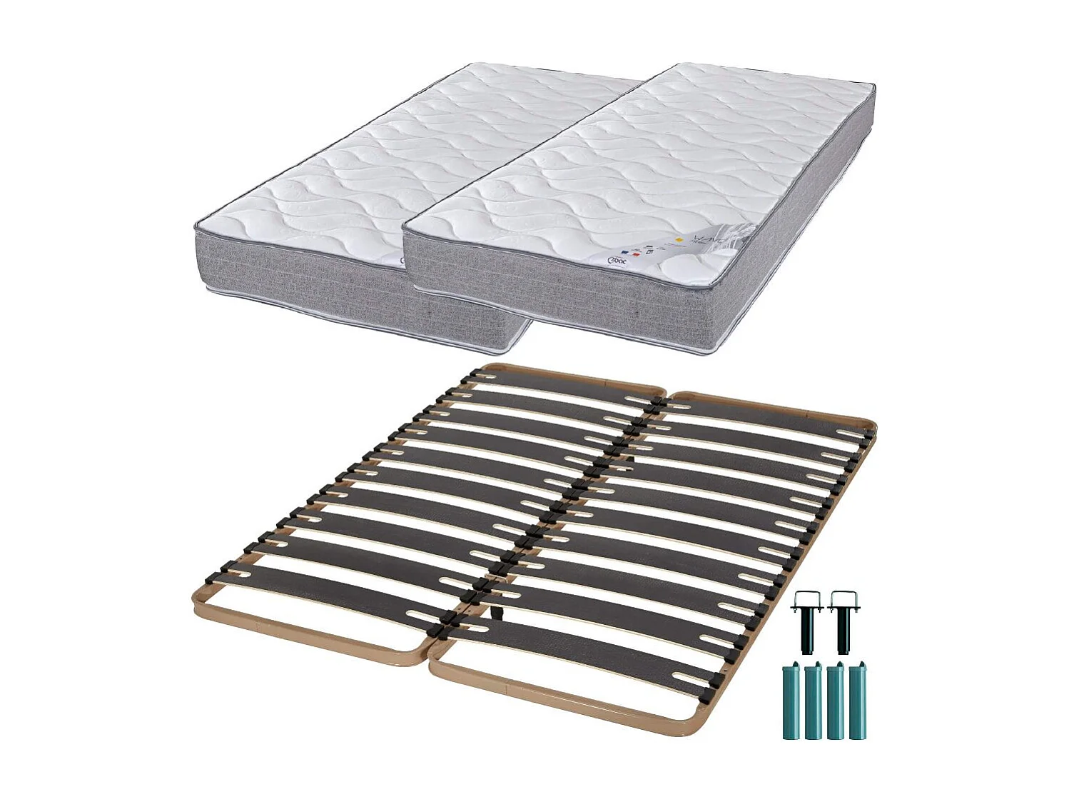 Matelas mousse + Sommier métal C310 2x90x190 Wave - Hauteur 19 cm - Soutien ferme