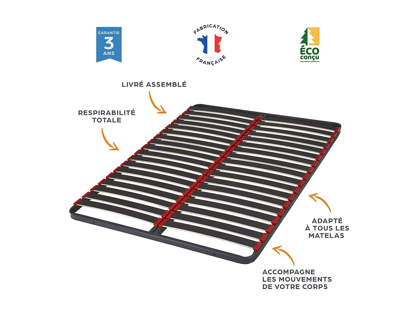 Matelas mousse + Sommier métal C39 140x200 Maryland - Hauteur 20 cm - Soutien ferme