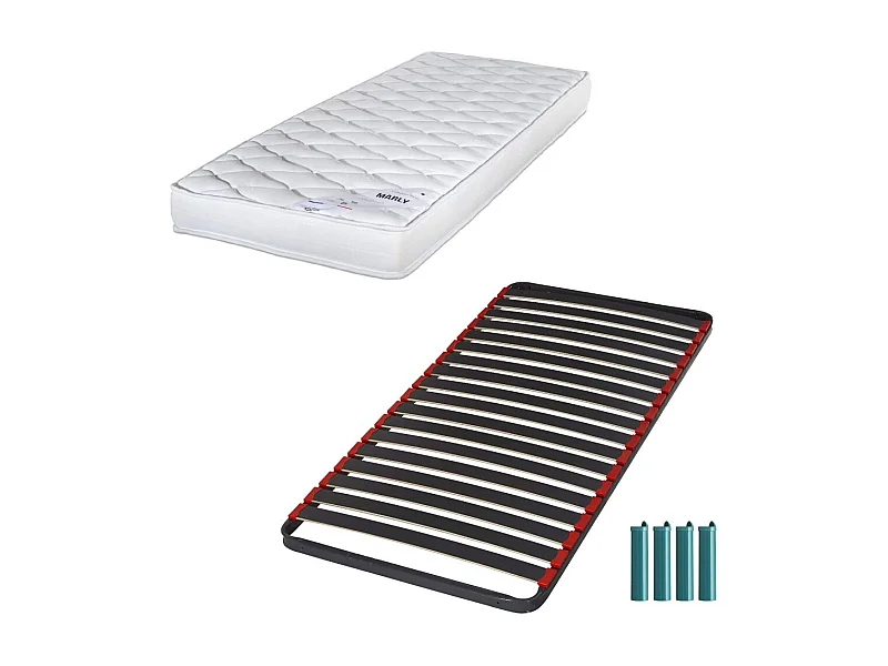 Matelas mousse + Sommier métal C39 90x190 Marly - Hauteur 15 cm - Soutien ferme