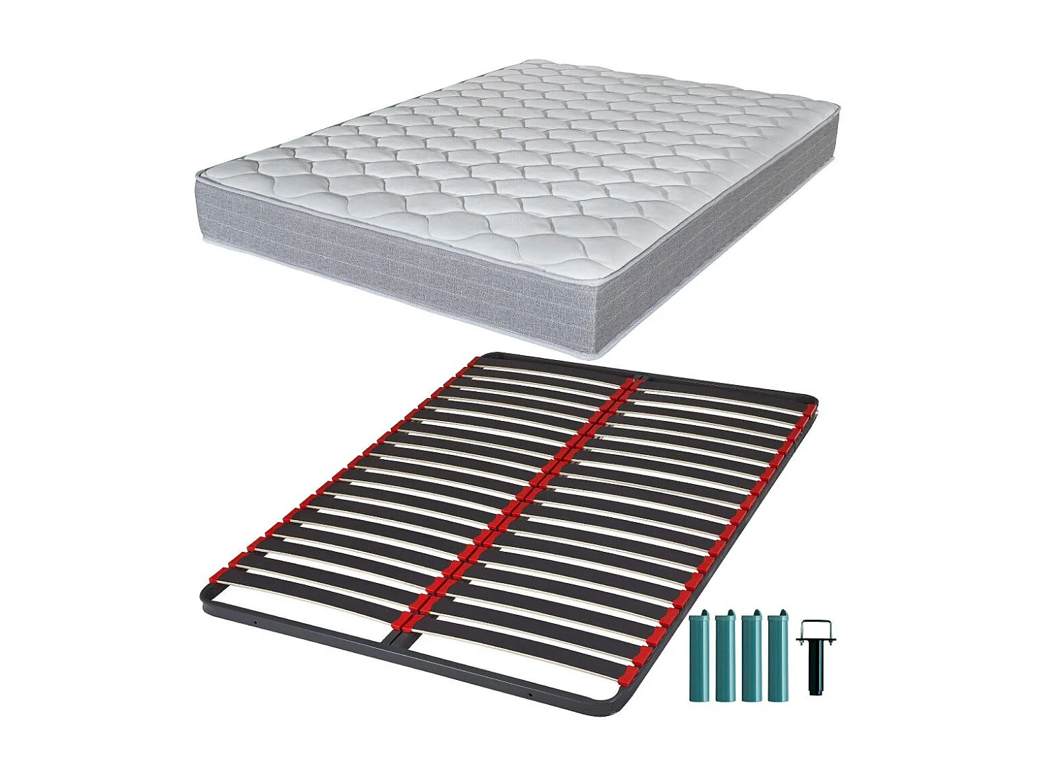 Matelas mousse + Sommier métal C39 140x190 Madere - Hauteur 24 cm - Soutien ferme