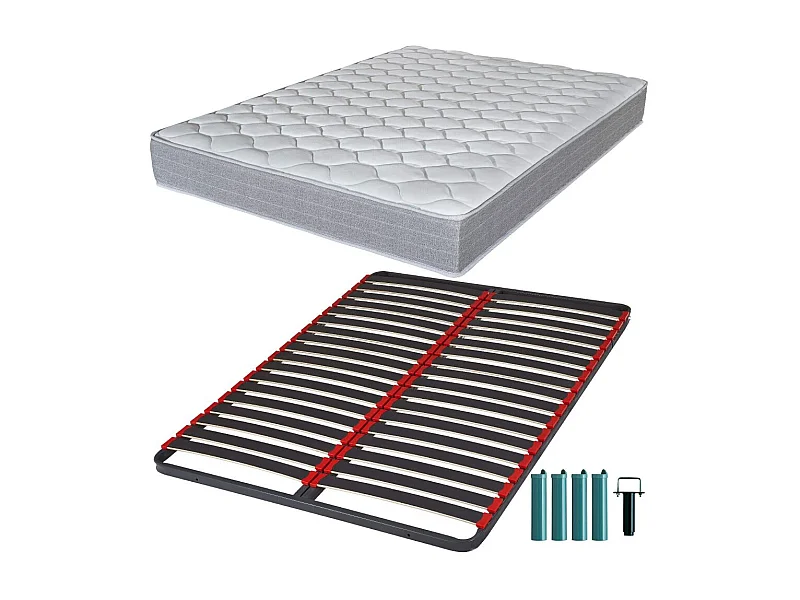 Matelas mousse + Sommier métal C39 140x190 Madere - Hauteur 24 cm - Soutien ferme