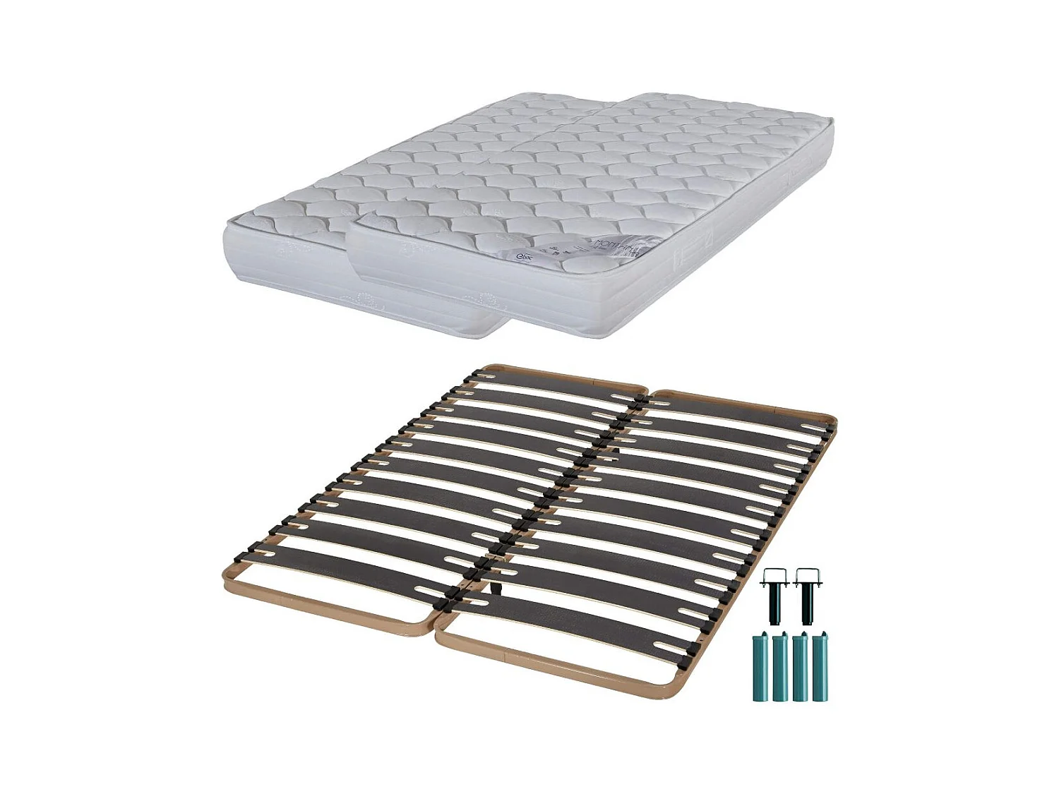 Matelas mousse + Sommier C310 2x90x190 Montana - Hauteur 18 cm - Soutien équilibré