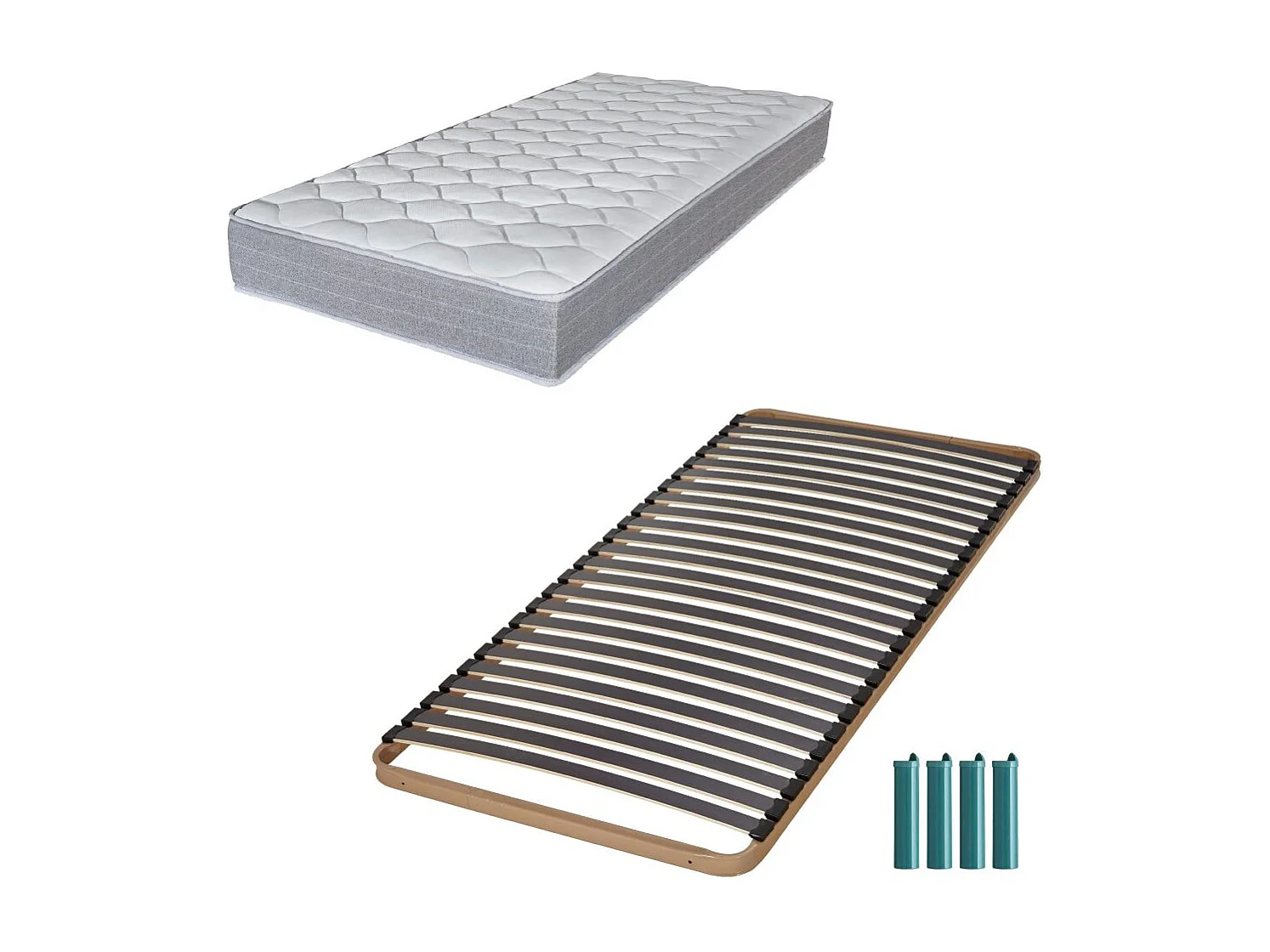 Matelas mousse + Sommier métal C224 90x200 Madere - Hauteur 24 cm - Soutien ferme