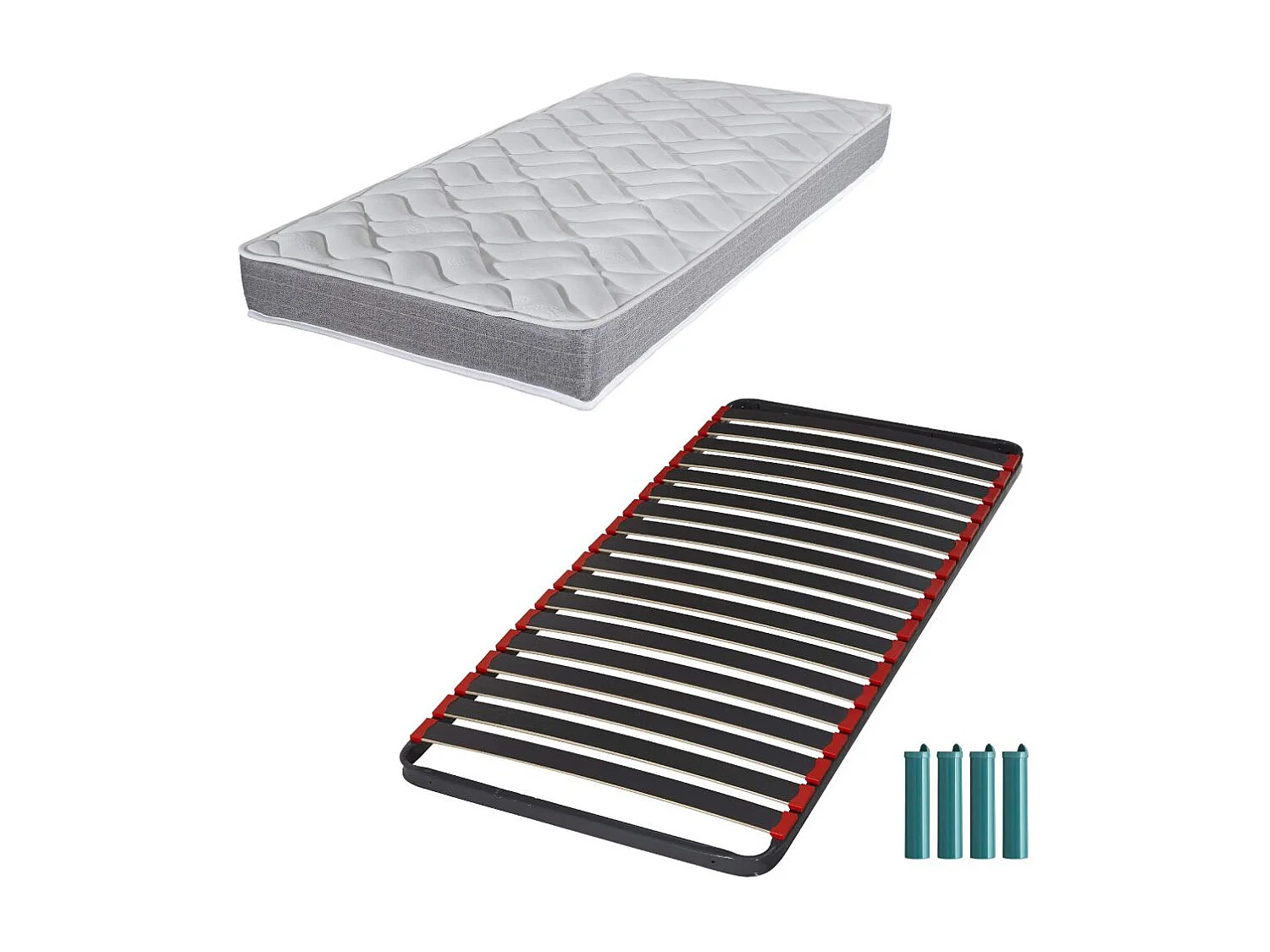 Matelas mousse + Sommier métal C39 80x190 Morgan - Hauteur 17 cm - Soutien ferme