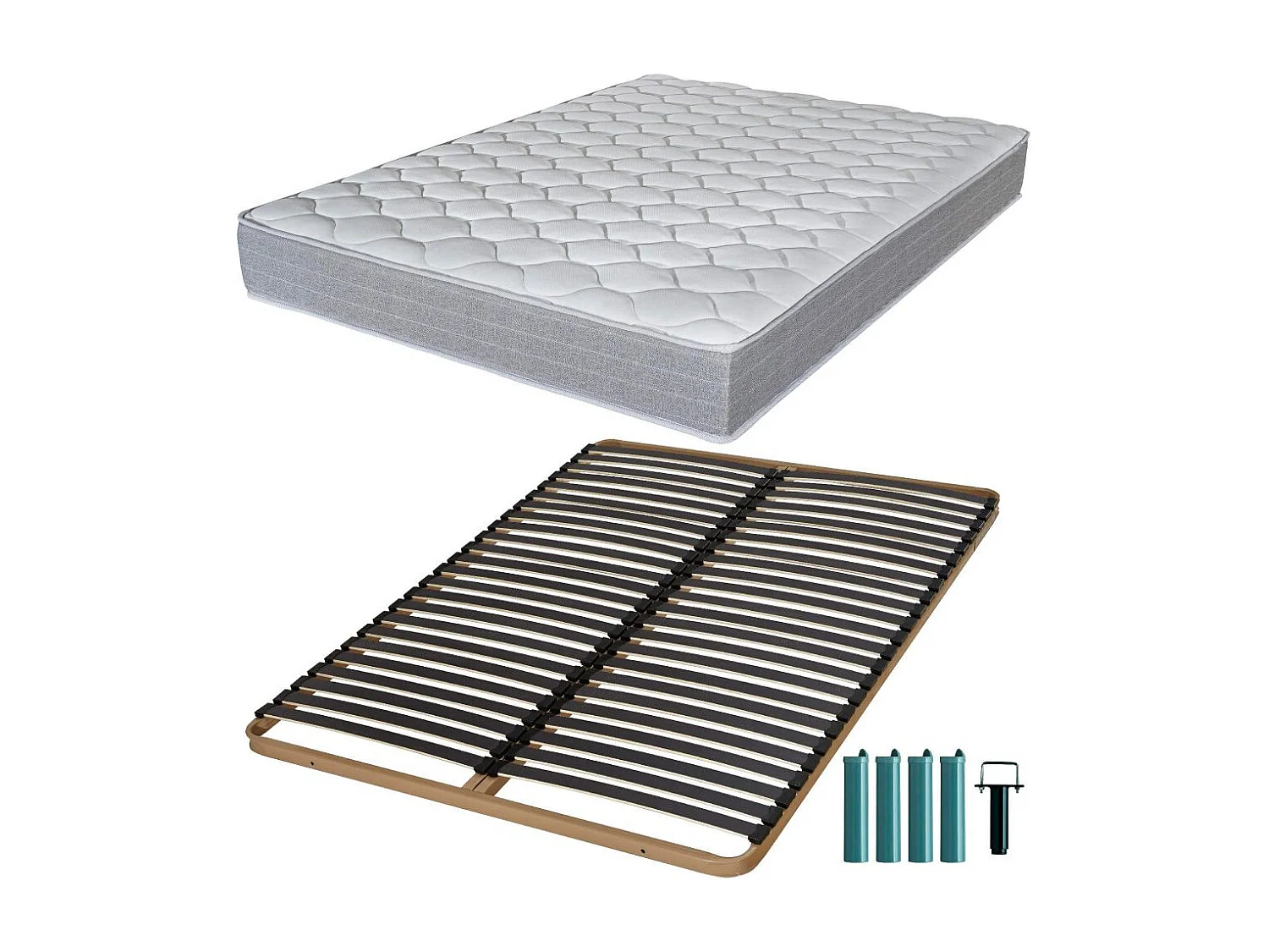 Matelas mousse + Sommier métal C224 160x200 Madere - Hauteur 24 cm - Soutien ferme