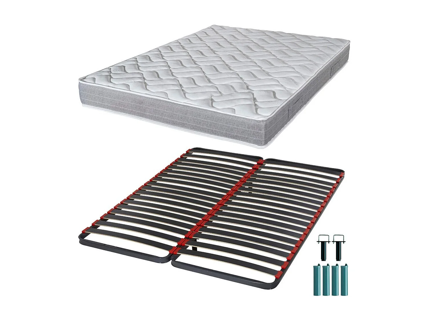 Matelas mousse + Sommier métal C39 160x200 Maryland - Hauteur 20 cm - Soutien ferme