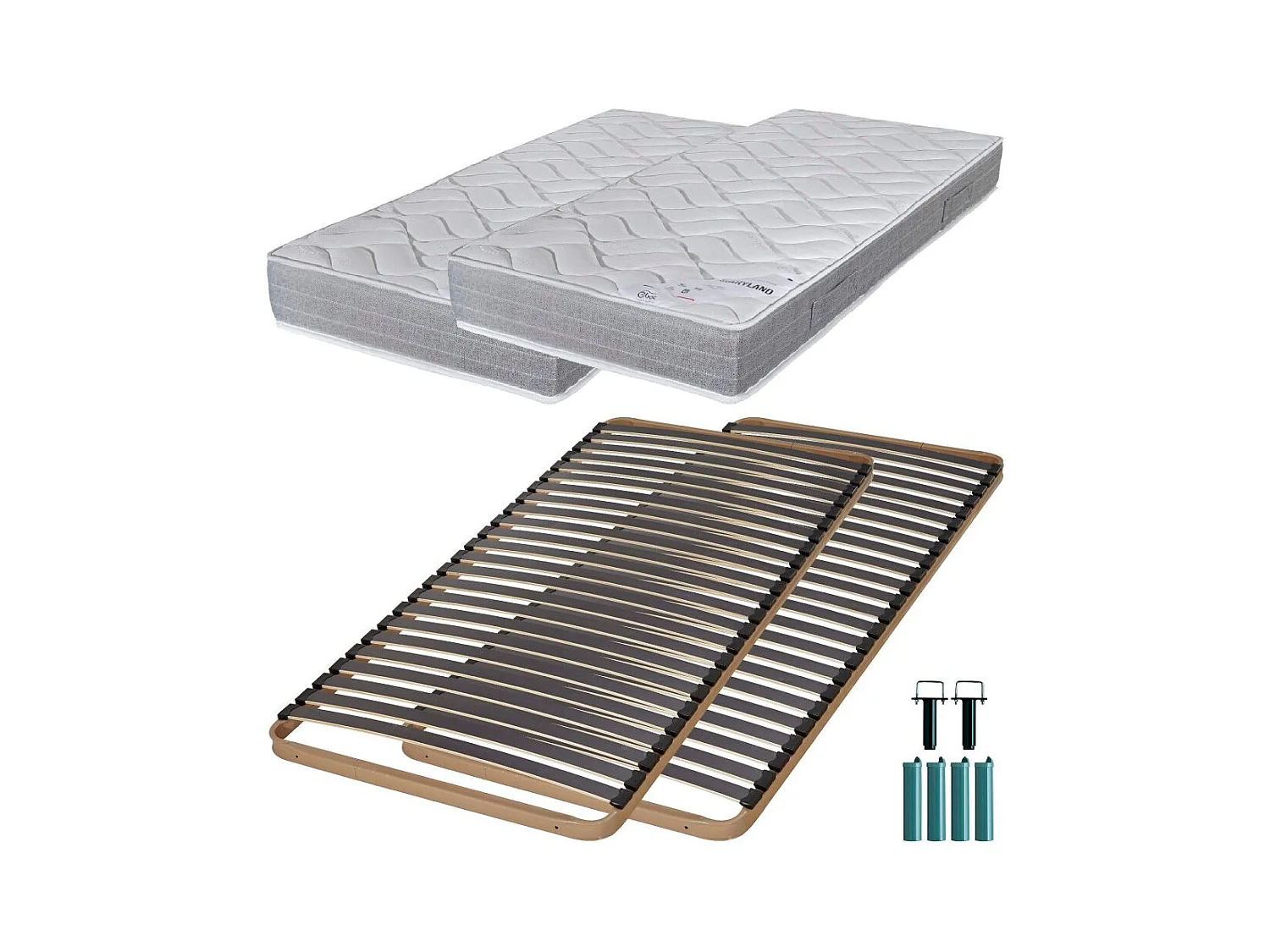 Matelas mousse + Sommier métal C224 2x90x190 Maryland - Hauteur 20 cm - Soutien ferme