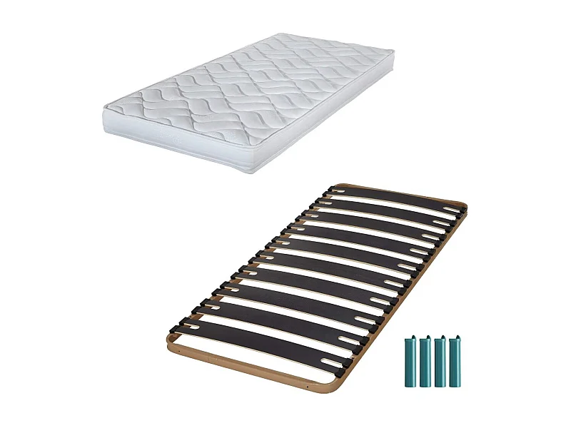 Matelas mousse + Sommier métal C310 90x190 Melissa - Hauteur 13 cm - Soutien ferme