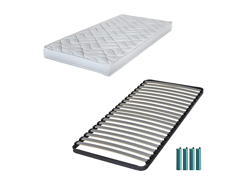 Matelas mousse + Sommier métal C220 90x190 Melissa - Hauteur 13 cm - Soutien ferme
