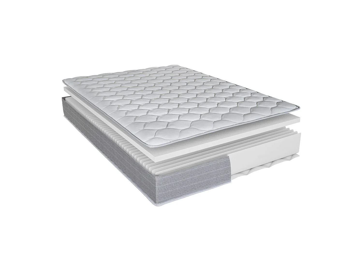 Matelas mousse + Sommier métal C220 2x90x190 Madere - Hauteur 24 cm - Soutien ferme