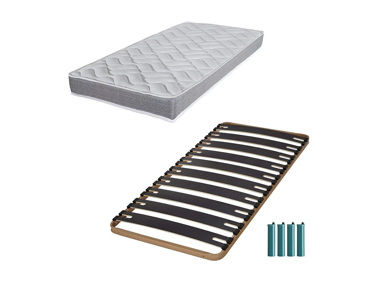 Matelas mousse + Sommier métal C310 90x190 Morgan - Hauteur 17 cm - Soutien ferme