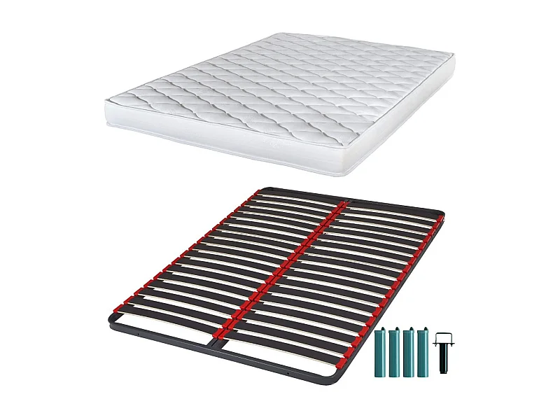 Matelas mousse + Sommier métal C39 120x190 Marly - Hauteur 15 cm - Soutien ferme