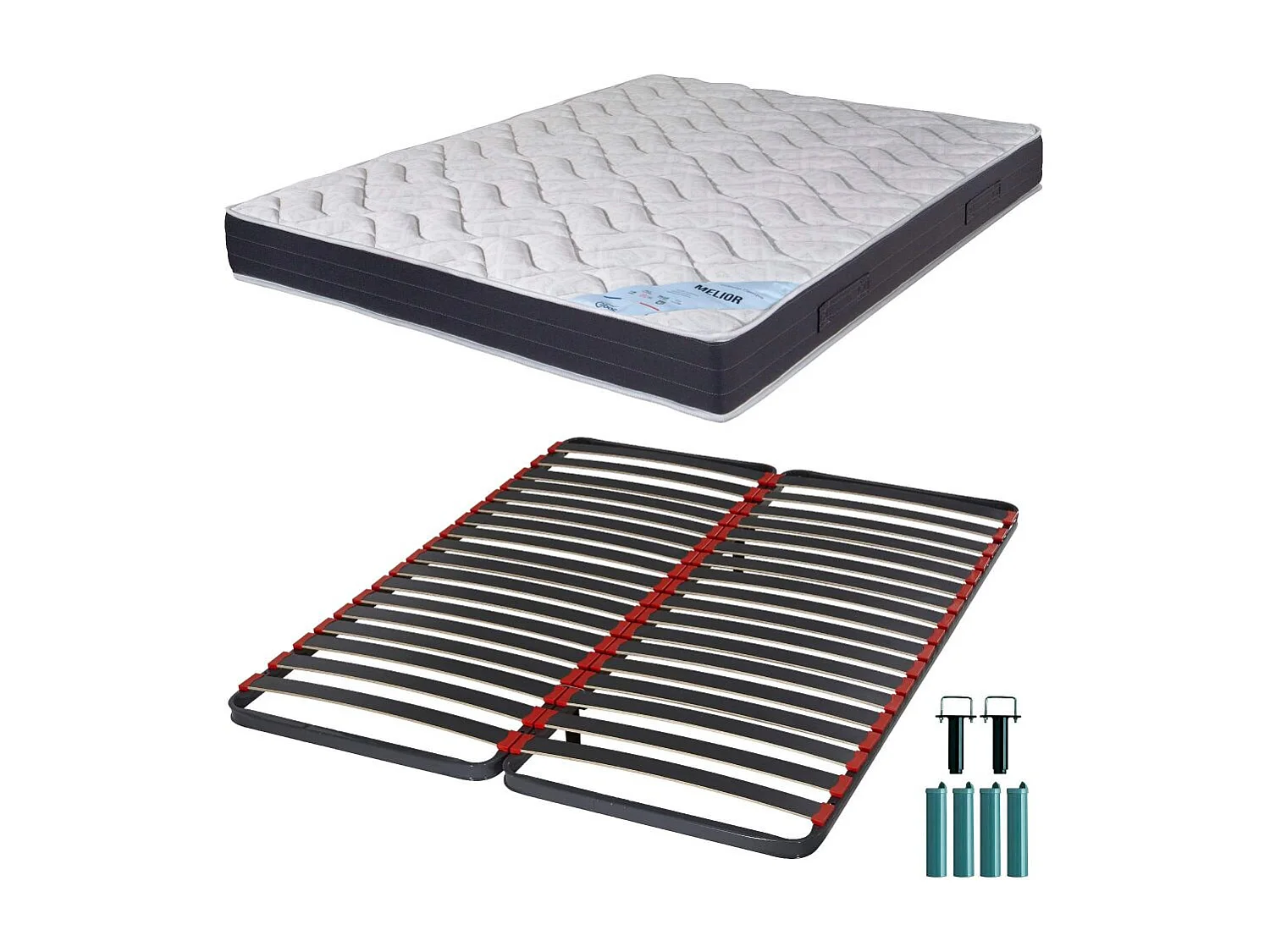 Matelas mousse + Sommier métal C39 160x200 Melior - Hauteur 20 cm - Soutien ferme