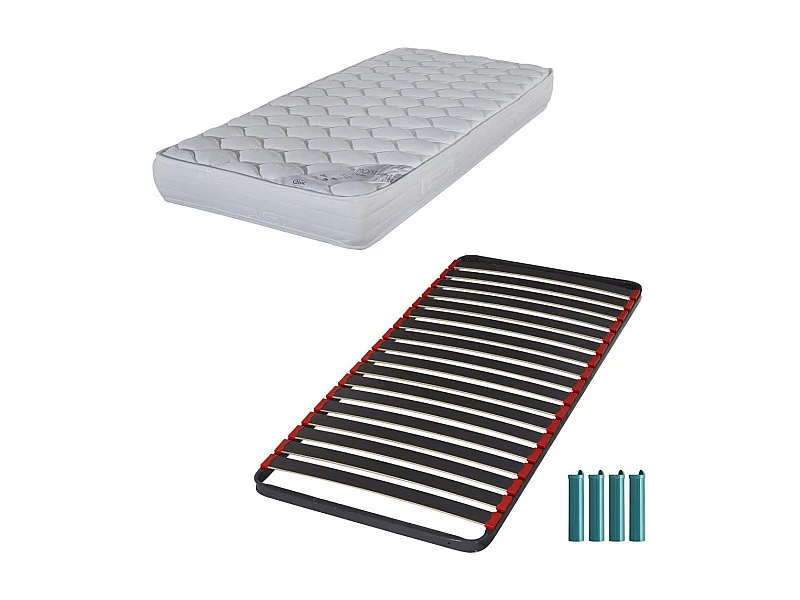 Matelas mousse + Sommier métal C39 90x200 Montana - Hauteur 18 cm - Soutien équilibré