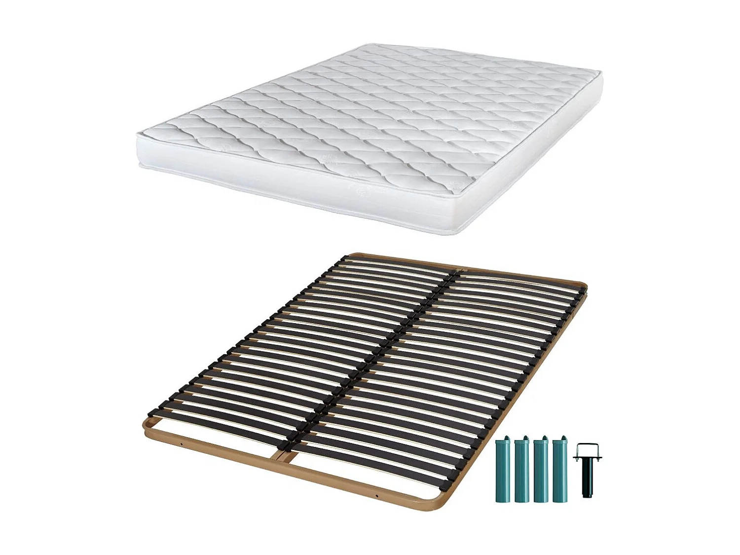Matelas mousse + Sommier métal C224 120x190 Marly - Hauteur 15 cm - Soutien ferme