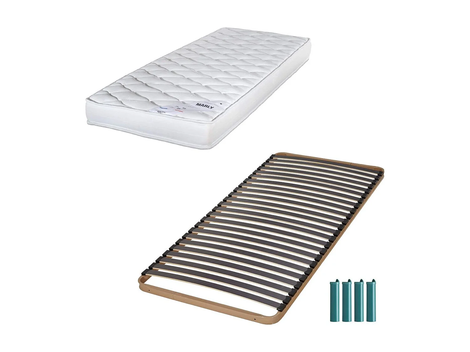Matelas mousse + Sommier métal C224 90x190 Marly - Hauteur 15 cm - Soutien ferme