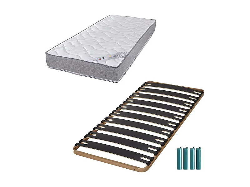 Matelas mousse + Sommier métal C310 90x190 Wave - Hauteur 19 cm - Soutien ferme
