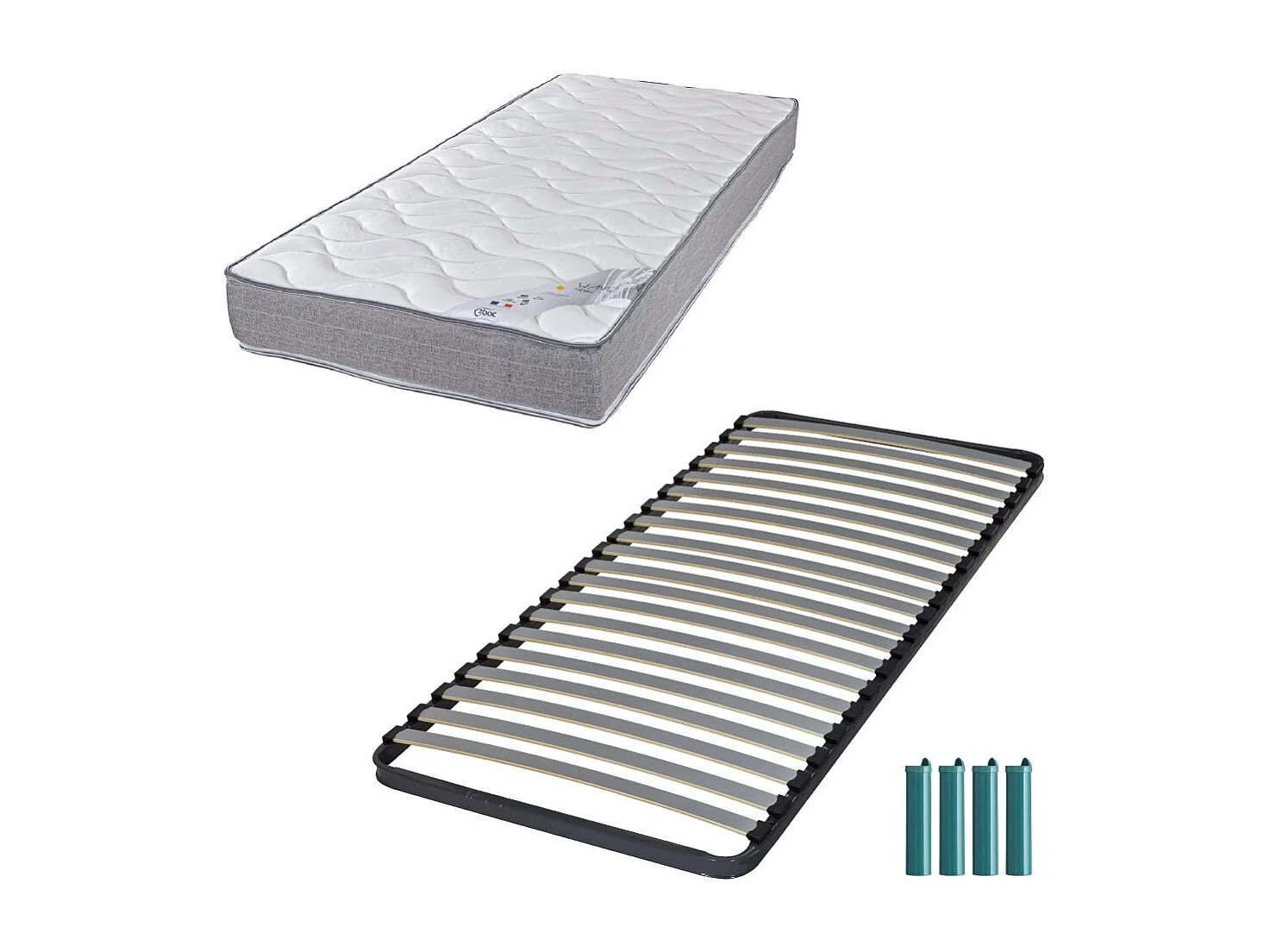 Matelas mousse + Sommier métal C220 90x200 Wave - Hauteur 19 cm - Soutien ferme